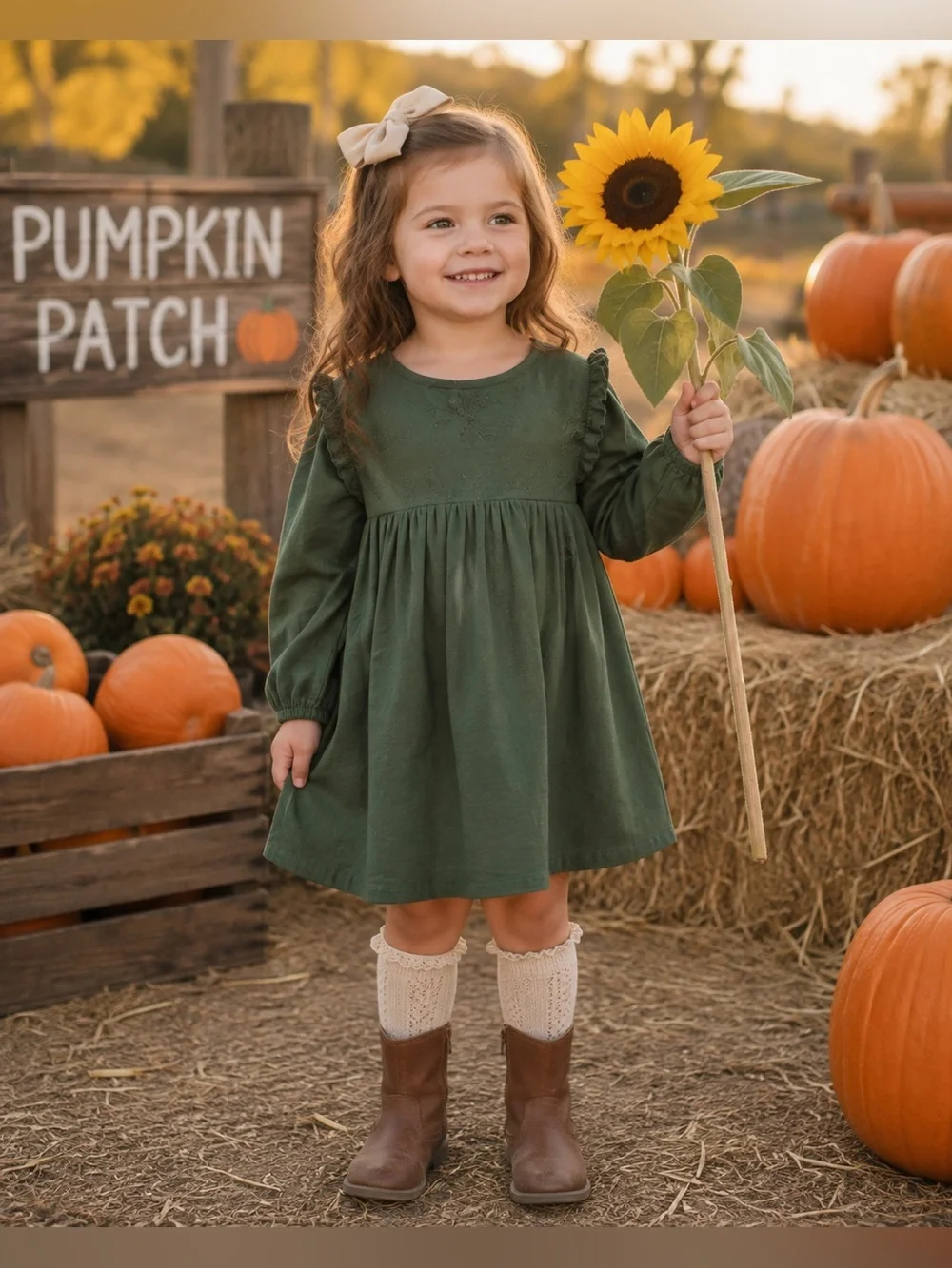 Old Navy Embroidered Forest Green Toddler Casual Dress Size 4T
